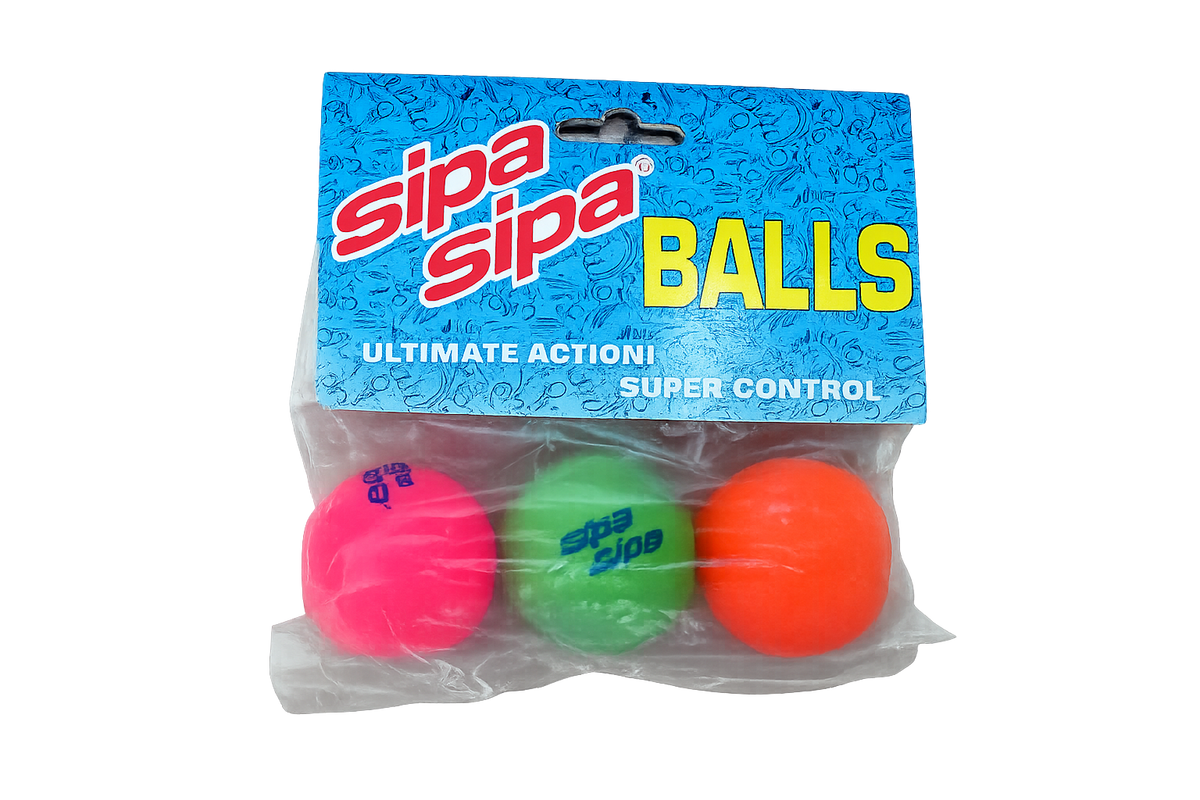 ORIGINAL Vintage Splashball Neon Paddle Set Balls - Sipa Sipa